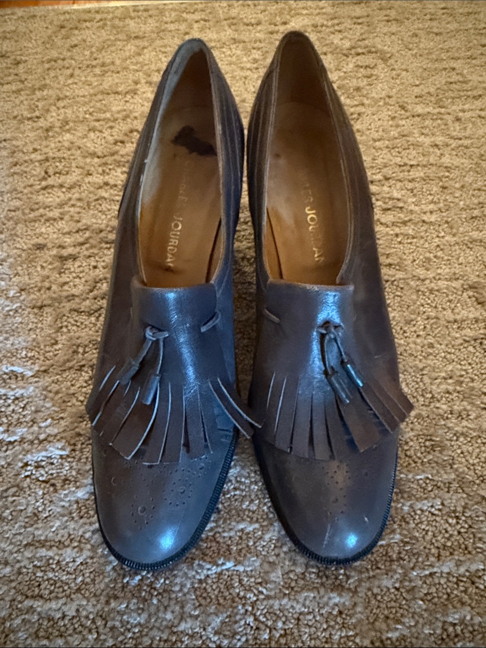 Charles Jourdan Dark Grey Tassel Leather Heels